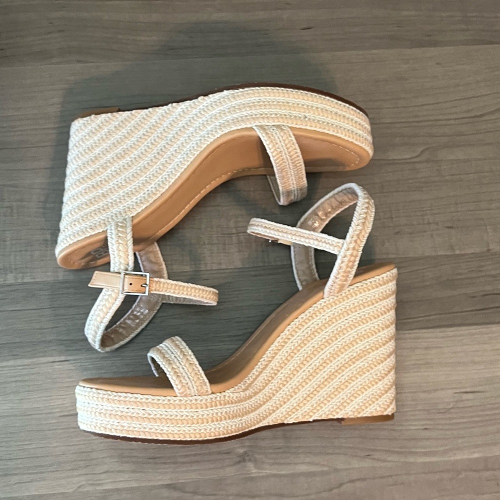 New BP Wedge Sandals Heels White Tan Brown Cream New without tags!
